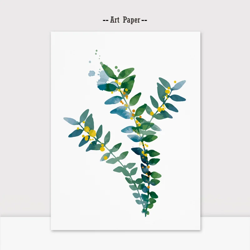 Весенние листья акварельная векторная живопись настенные художественные