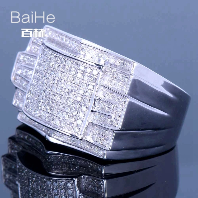 BAIHE стерлингового серебра 925 0.7CT Сертифицированный из натуральной бриллиантами, безупречная основная губка для Обручение Для мужчин модные ювелирные изделия кольцо