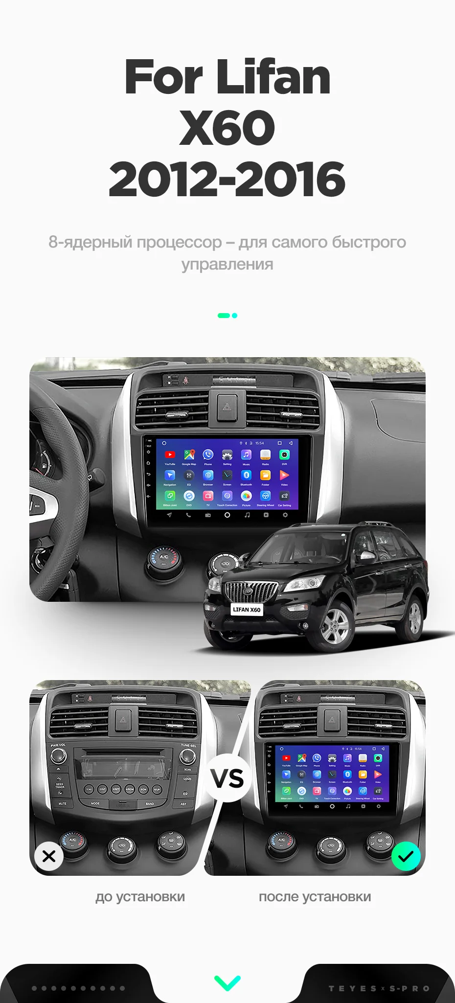 TEYES SPRO Штатная магнитола для Лифан Х60 Lifan X60 2012 2013 Android 8.1, до 8-ЯДЕР, до 4+ 64ГБ 32EQ+ DSP 2DIN автомагнитола 2 DIN DVD GPS мультимедиа автомобиля головное устройство