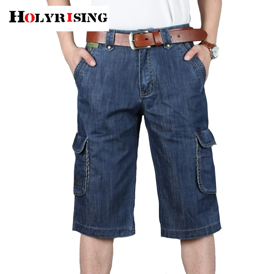 Мужские джинсовые шорты повседневные из денима с несколькими карманами большой