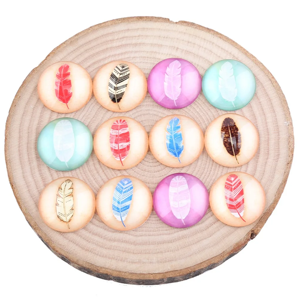 

onwear feather pattern photo glass cabochon 8mm 10mm 12mm 20mm 25mm round dome mix jewelry findings for earrings pendants making