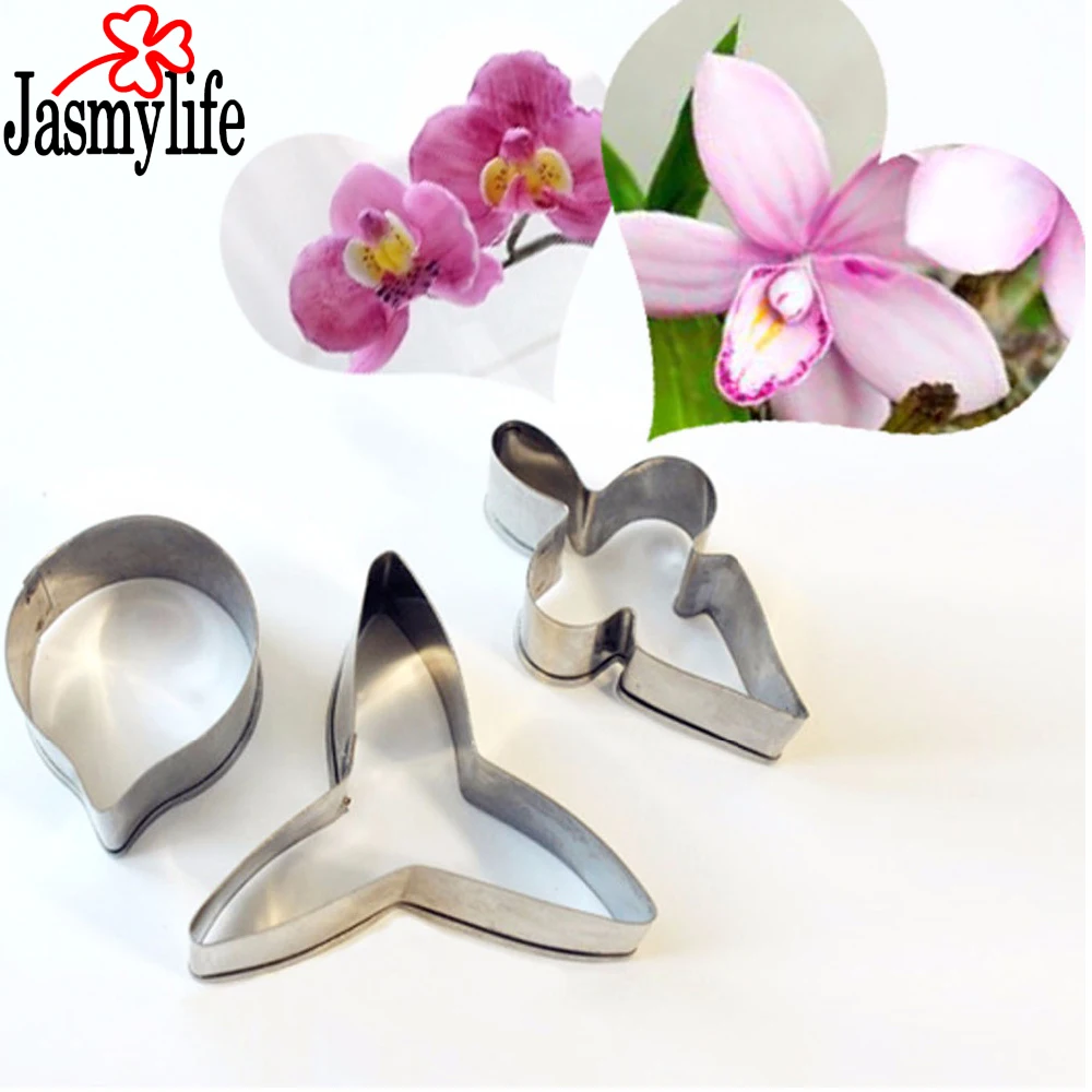 3 шт. резак для печенья из нержавеющей стали с лепестками орхидеи цветочный