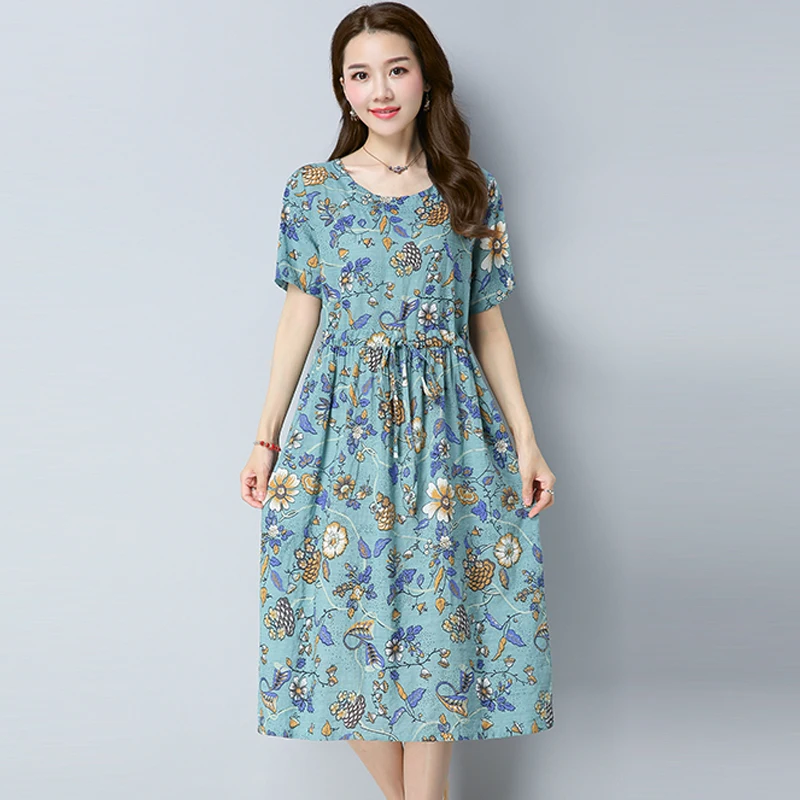 Платье в стиле бохо женское с круглым вырезом элегантное пляжное приталенное