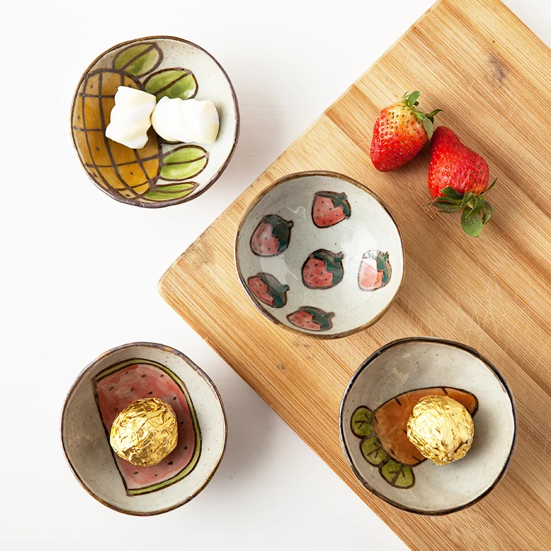 Мультфильм клубника керамические тарелки Творческий уксус соевый соус блюдце