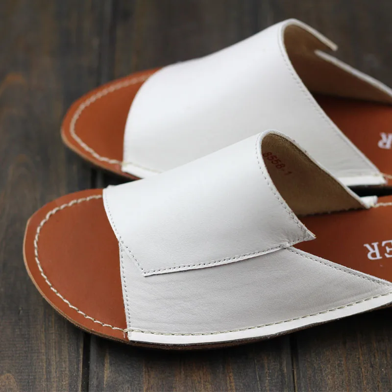 Women's Summer Slippers 100% Authentic Leather Women Sandals Beach Slides Female Footwear | Обувь