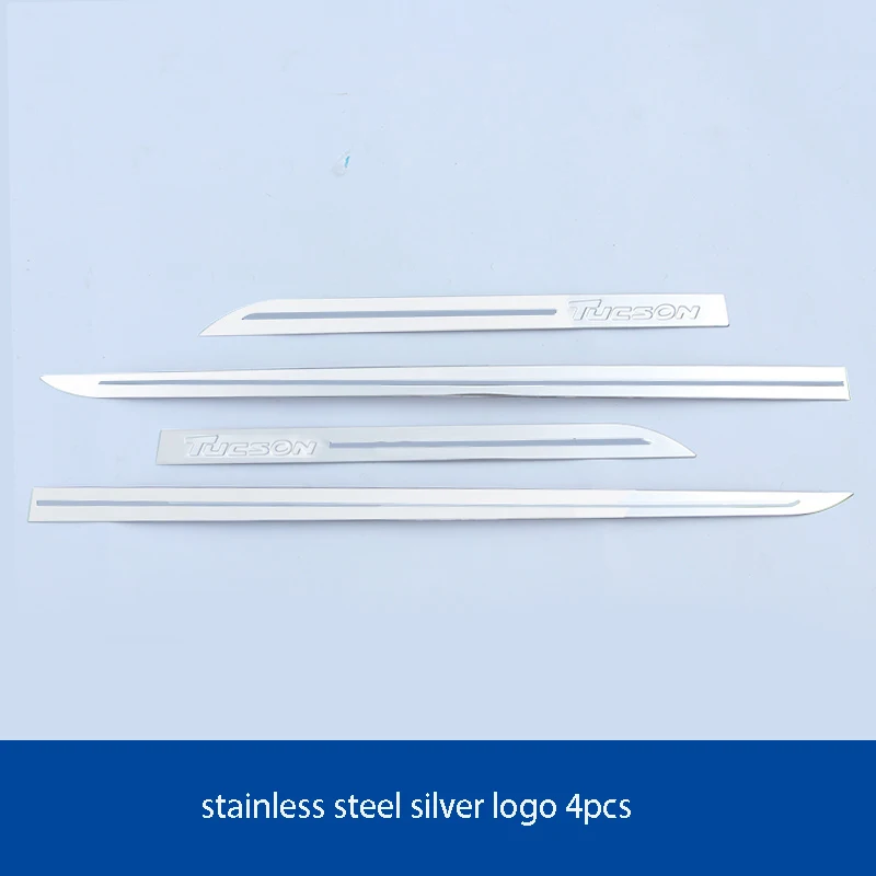silver logo 4pcs Отделка корпуса из нержавеющей стали дверная кромка против царапин анти-столкновения полосы модификации аксессуары для hyundai Tucson - Цвет: silver logo 4pcs