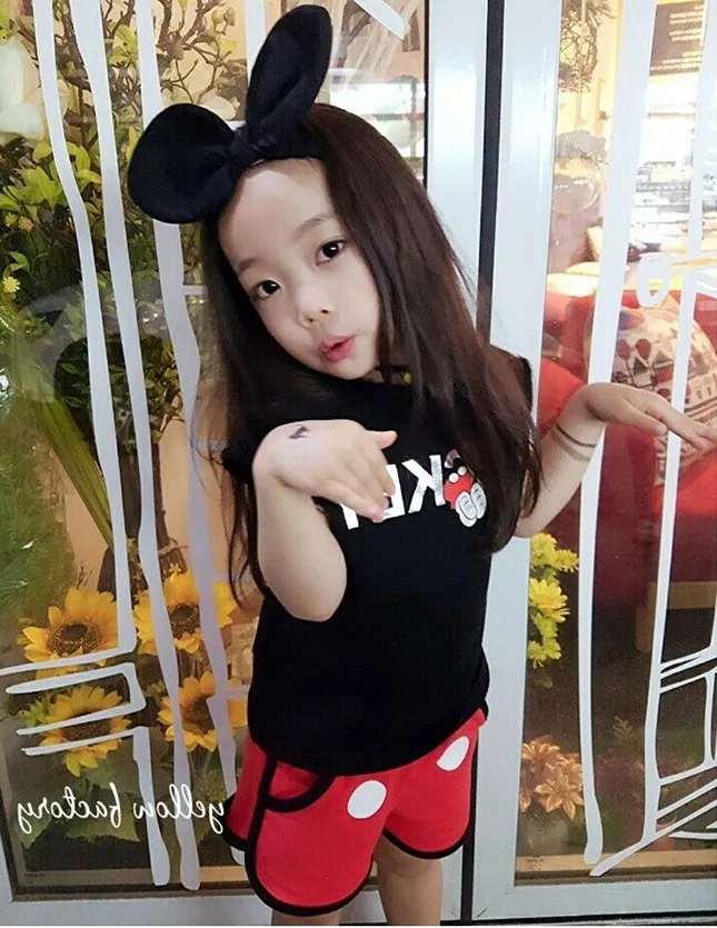 Summer Children Girl Cartoon Minnie Mouse clothing Set Kids Boys clothes baby Short Sleeve T shirt+shorts/pant Suits | Детская одежда и