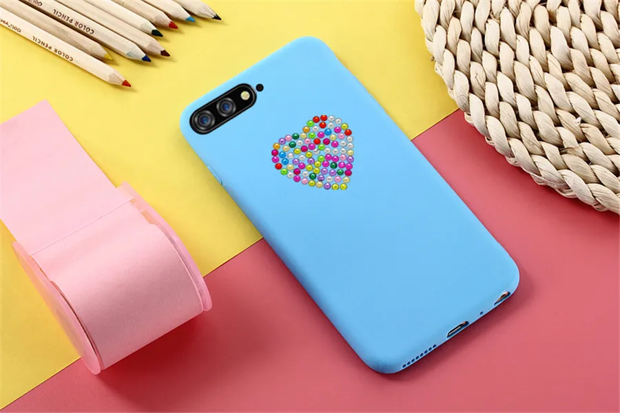 3D Алмазная вышивка с принтом сердце защитный чехол для huawei y6 2018 оболочка Мягкий