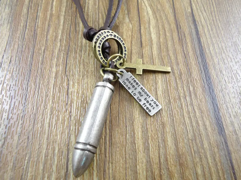 Лидер продаж винтажное ожерелье ручной работы из сплава с кулоном в виде пули