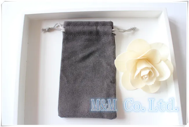 Серые бархатные мешки 9*12 см подарочные пакеты для ювелирных изделий бесплатная