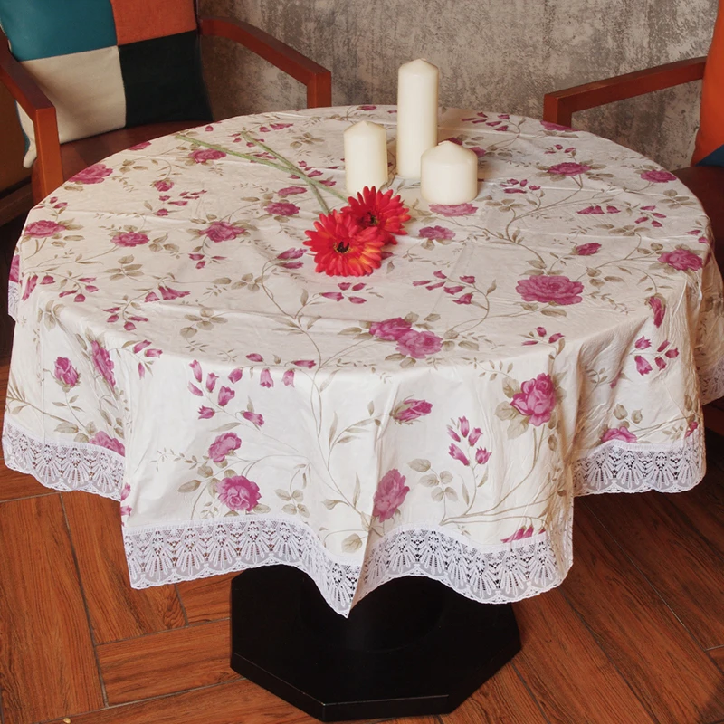 PVC Waterproof Oilproof Tablecloths Popular Embroidery Table Cover for Round Tablecloth Home Hotel Banquet | Дом и сад