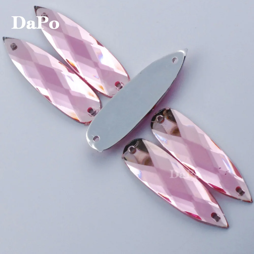 pink Hisenlee, большие размеры, 10x30 мм, каплевидные пришивные стразы, акриловые, Пришивные, с плоской задней частью, камень для пришивания драгоценных камней, 17 цветов, для свадебной одежды - Цвет: pink