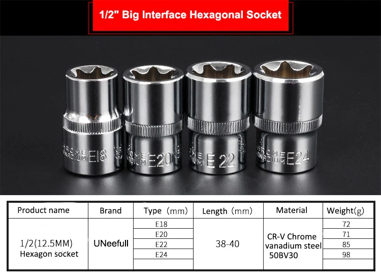 1 шт. 1/2 &quot 3/8&quot 1/4 &quotE Тип цветок шестигранный ключ дюймовый стандарт розетки Torx