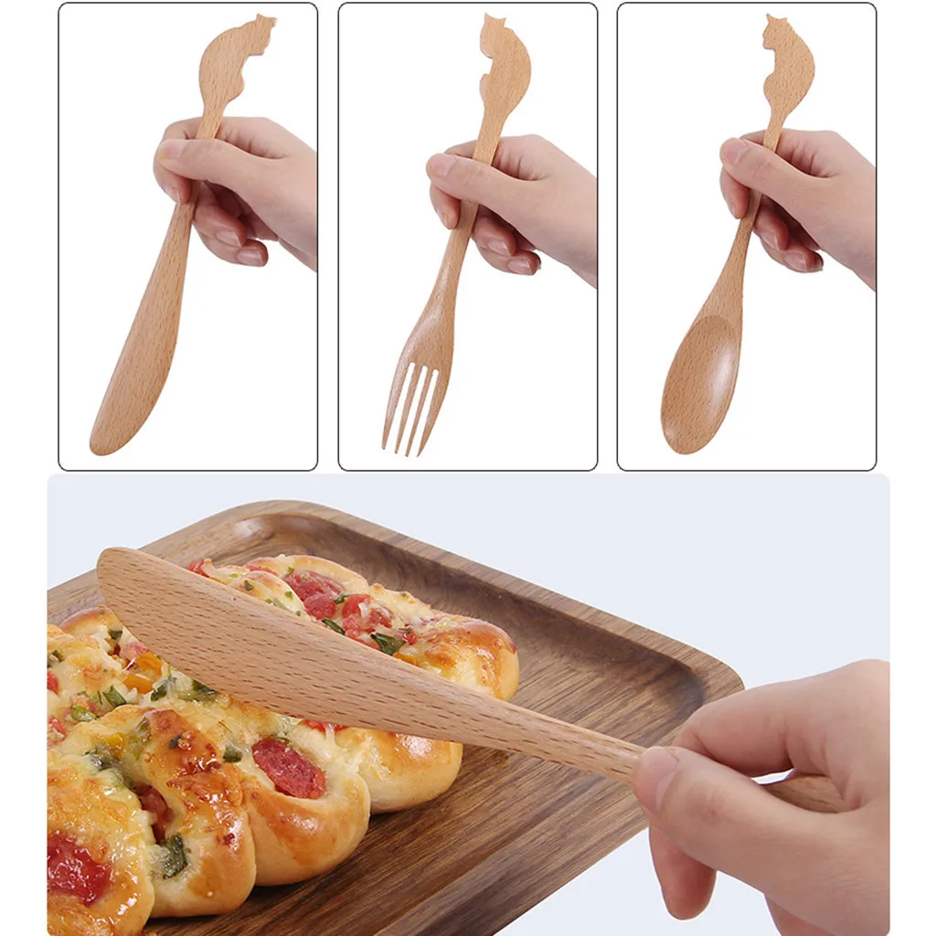 Новинка 2019 деревянная Ложка Вилка кухонная утварь инструменты суп Чайная ложка