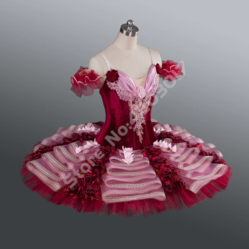 Взрослое детское платье лебедя женское бургундское профессиональное балетное пачку исполнительные сценическое панкейк платье девочек балерина B1184 on.