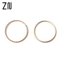 zn twist geometry 2 piece ring temperament simple knuckle ring woman korean fine tail ring set