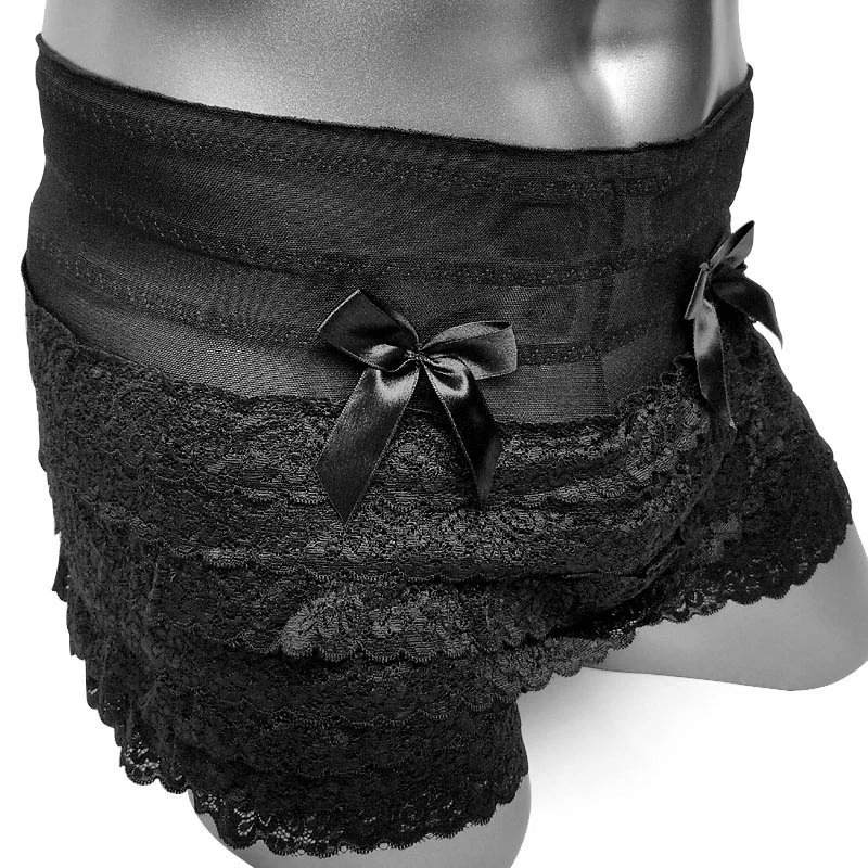 Сексуальные кружевные трусики с рюшами нижнее белье для Сисси мужское бантом
