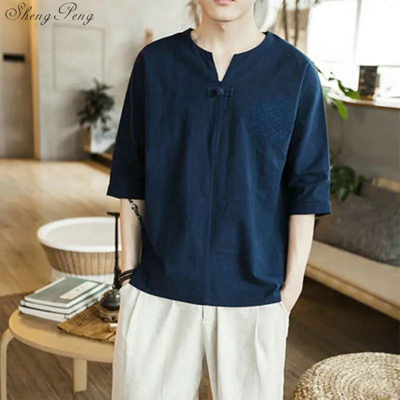 Traditional chinese shirts for men summer style garment traditional clothes shirt Q048 | Тематическая одежда и униформа