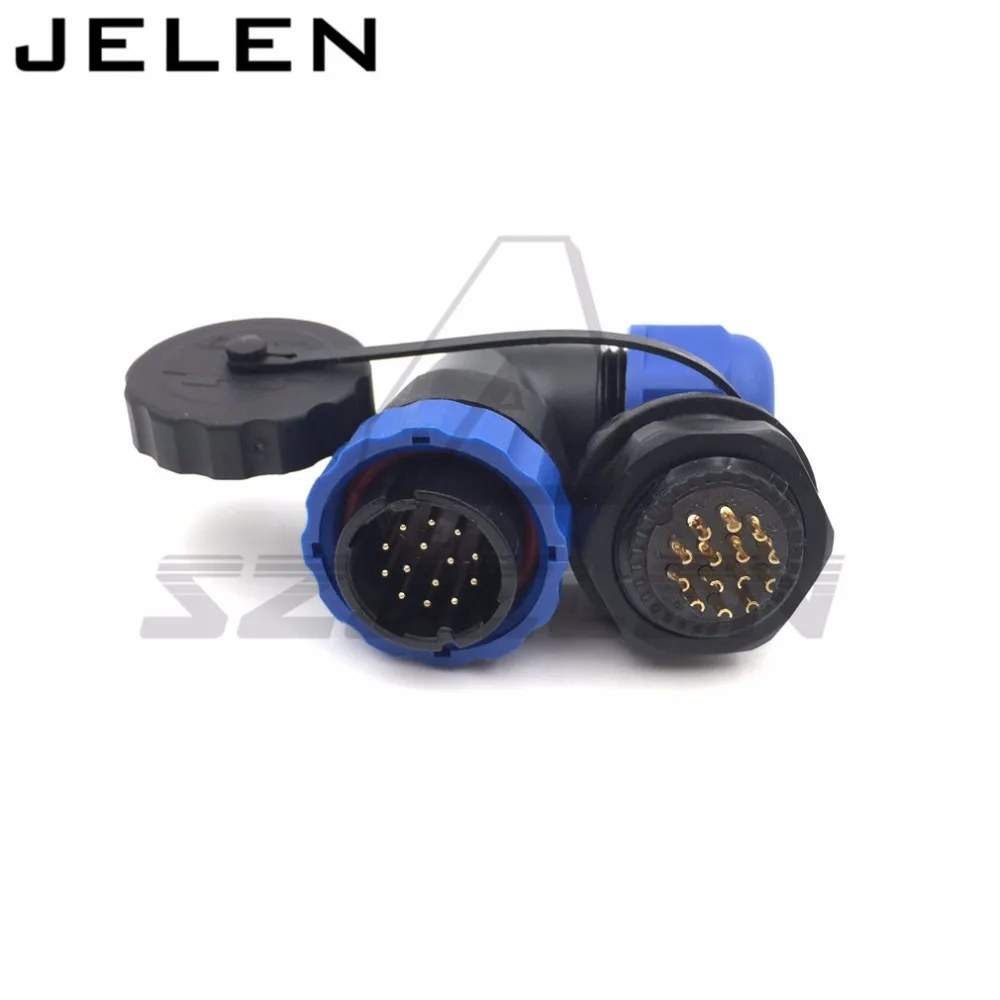 SD20 90 degree elbow waterproof connector 14pin plug and socket IP68 Panel Mount power Cable |