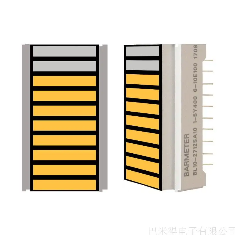 BL10-2712S manufacturers sell 10 segment 27mm long yellow LED light beam displays