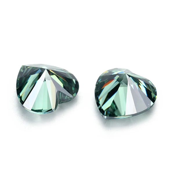 

Green color Loose moissanites stone 8*8mm Heart Brilliant cut 1.9ct Moissanites gemstones synth diamonds High Quality