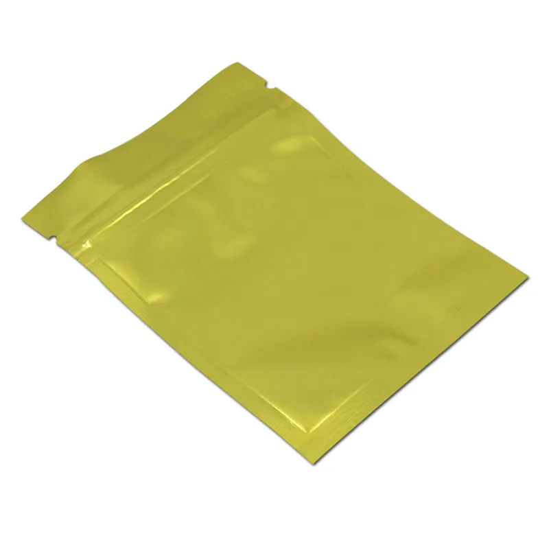 Gold 100 шт./лот, 7,5x10 см, различные цвета, застежка-молния, Самоуплотняющаяся алюминиевая фольга, Упаковочная Сумка, майларовая, для хранения продуктов питания, многоразовая, праздничная сумка - Цвет: Gold