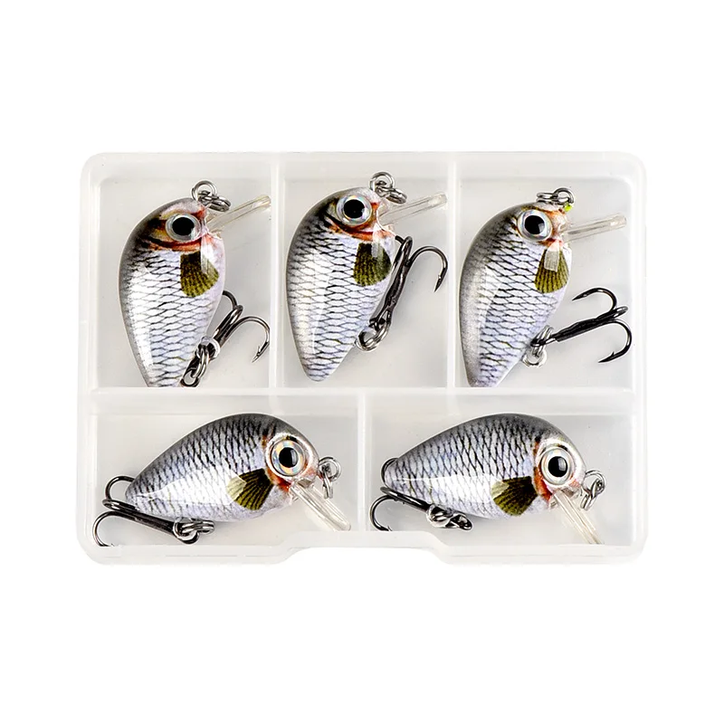 XP5-03 5PCS/Box Crankbait 2.5cm Fly Fishing Lures Topwater Wobblers Quality Mini Swimbait Hard lure Artificial Baits with Plastic Box - Color: XP5-03