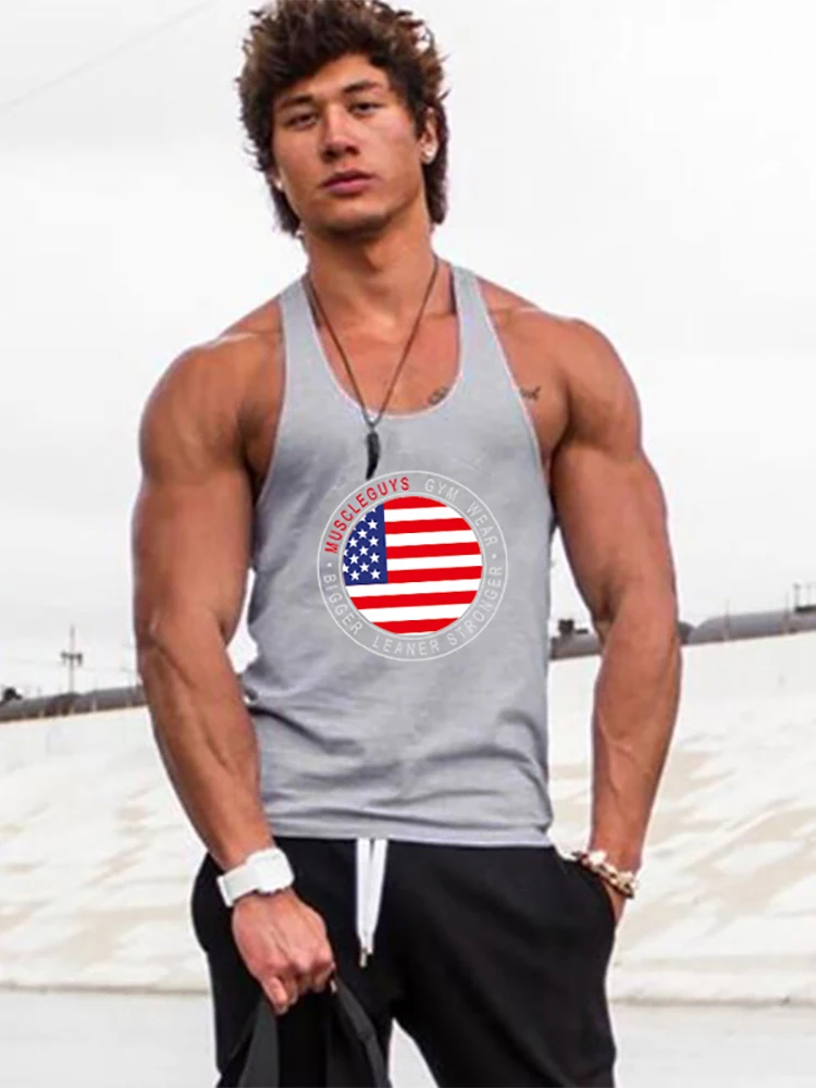 Muscleguys летняя одежда майка для тренажерных залов мужские фитнес Y Back