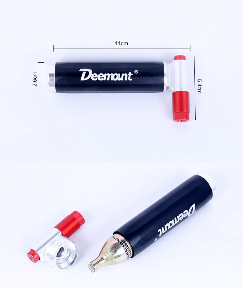 Deemount Велосипедный Спорт co2 насос для 16 г без резьбовых картридж велосипед шины мяч Портативный Надувное Dual Head Presta Шрейдер Клапан