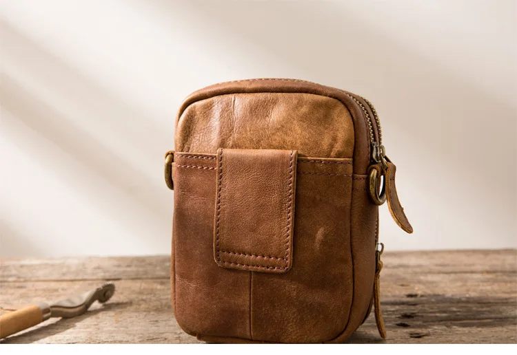 Портативная мужская сумка через плечо из натуральной кожи Crazy Horse маленький