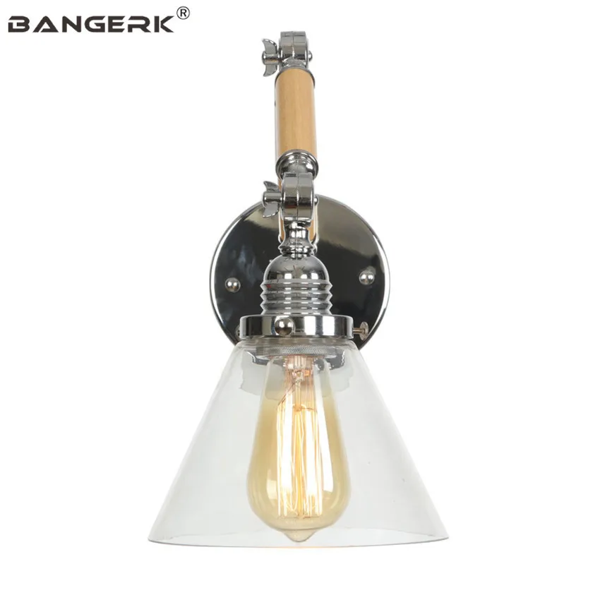 

Loft Industrial Edison Wall Sconces Adjust Long Arm Vintage Wall Lamp LED Wood Glass Light Home Decor Indoor Lighting Fixtures