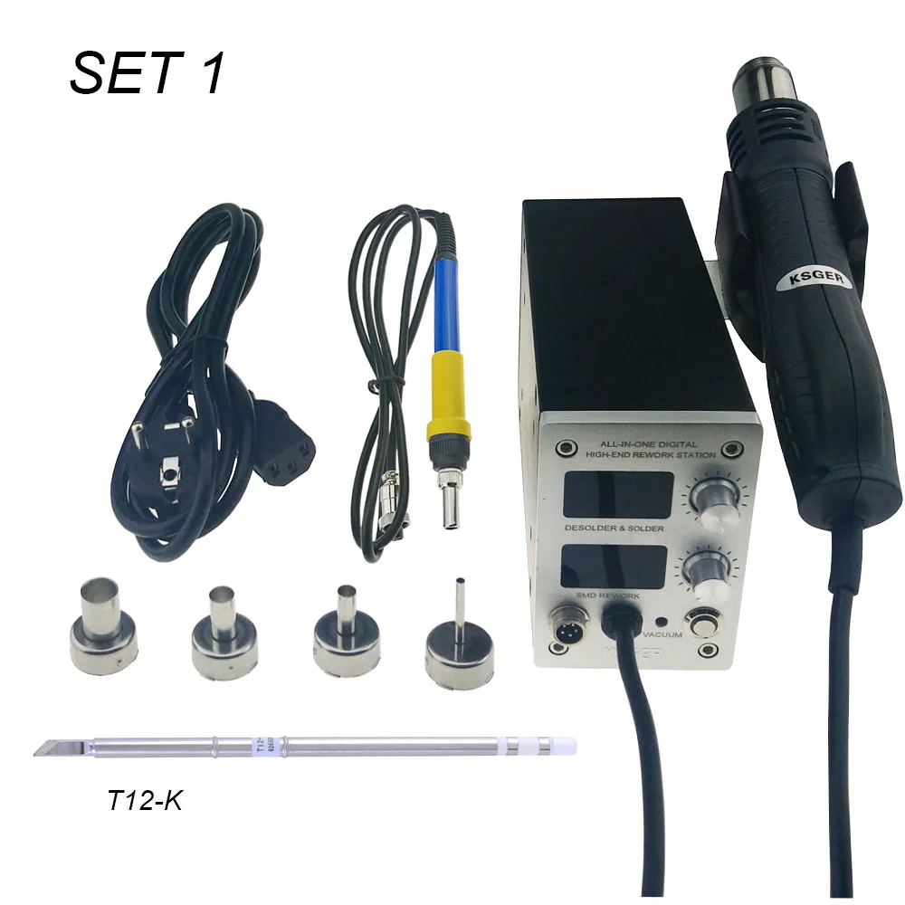 KSGER STM32 OLED T12 температура 2 в 1 все в одном фена для фена, цифровая паяльная станция, паяльная станция с железной ручкой - Цвет: SET 1