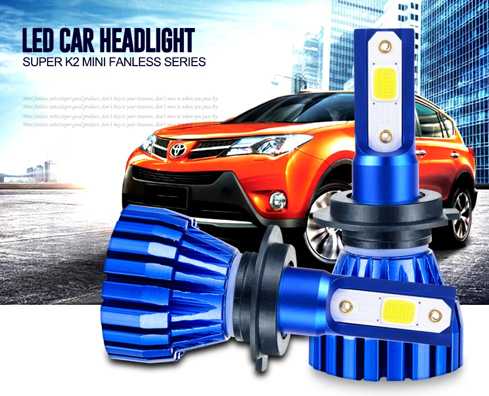 Aceersun LED H7 LED H4 Светодиодная лампа для Фар H4 8000лм H11 12 В H1 9005 9006 9012 24 В MINI H3 COB Чип 6500 К 4300 К противотуманная фара без вентилятора