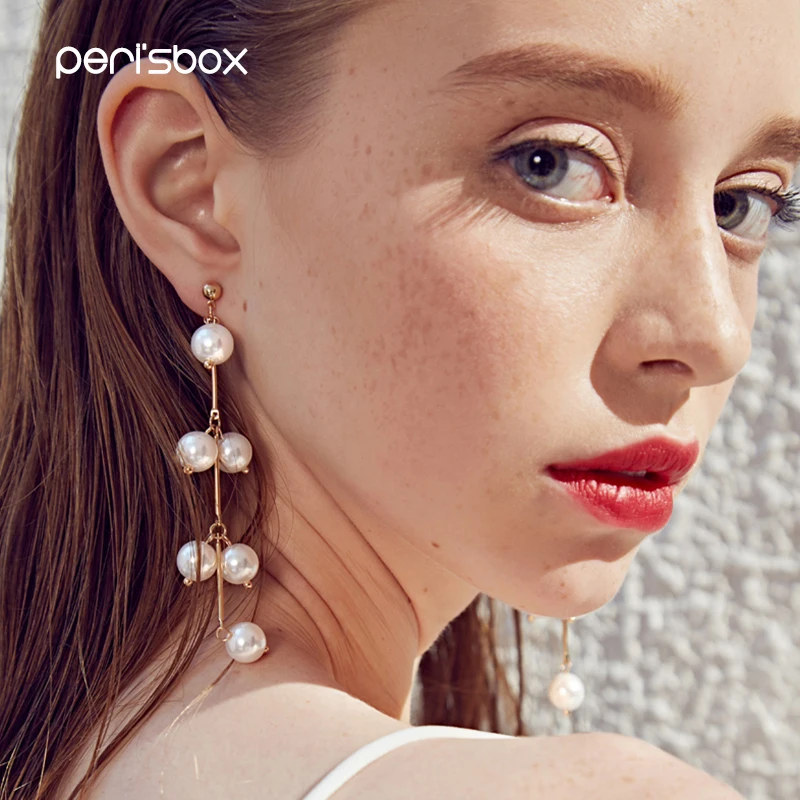 Новинка 2018 висячие серьги Peri'sbox с искусственным жемчугом для женщин