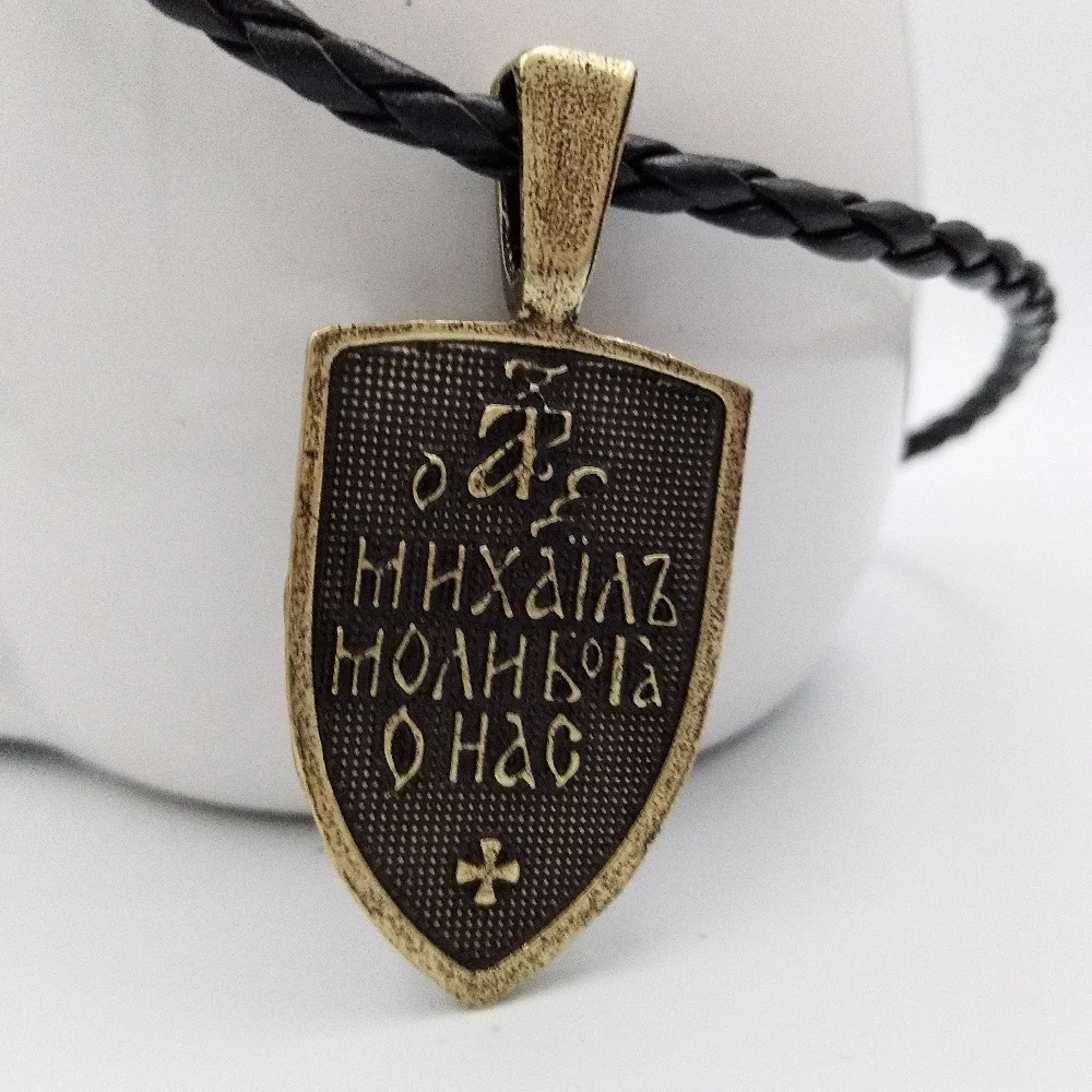 Дропшиппинг Ангел щит ожерелье мужчины воин-Викинг Archangel Майкл Защита Амулет русский ортодоксальный кулон с крестиком