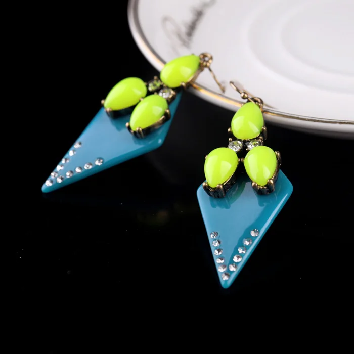 Новые дизайнерские ювелирные изделия 2017 года яркие цветные треугольные серьги