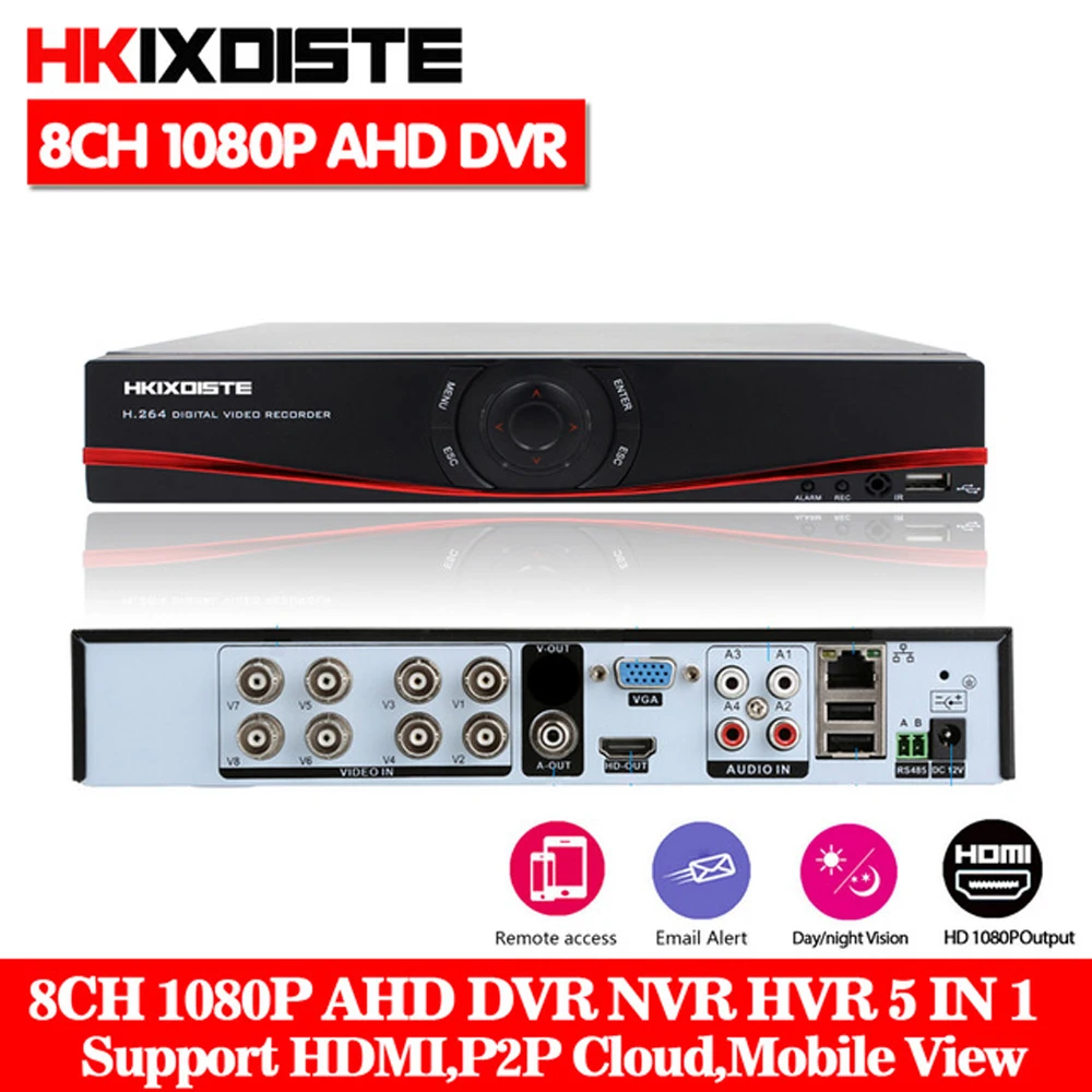 HKIXDISTE AHD 8CH 1080P DVR система ONVIF mini NVR 5 в 1 TVI CVI IP HDMI H.264 P2P облачная сеть CCTV