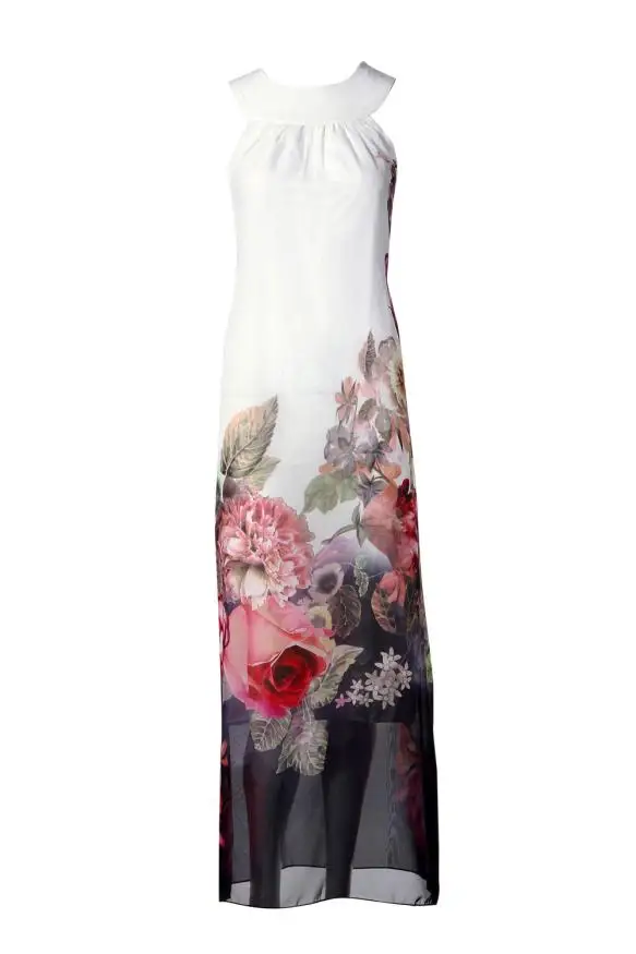 Летние Для женщин Повседневное Fit And Flare Floral платье без рукавов с принтом Длинные