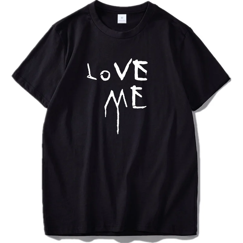 Хип хоп Футболка Love Me одежда для прогулок классный Мужская футболка черного