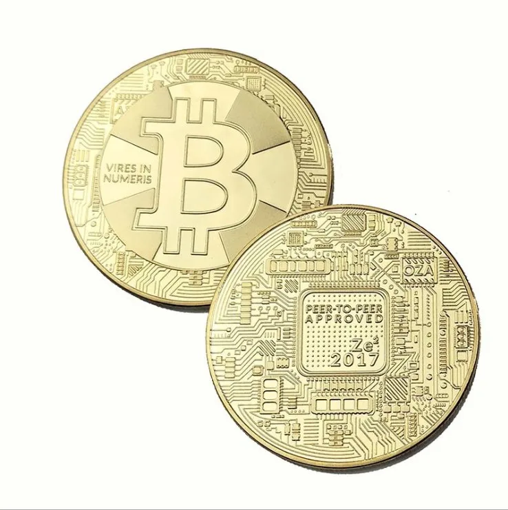 

Business Souvenir Gifts 24k Gold Plated Bitcoin Coin Collectible 999.9 Gold Foil BitCoin Art Collection Gift