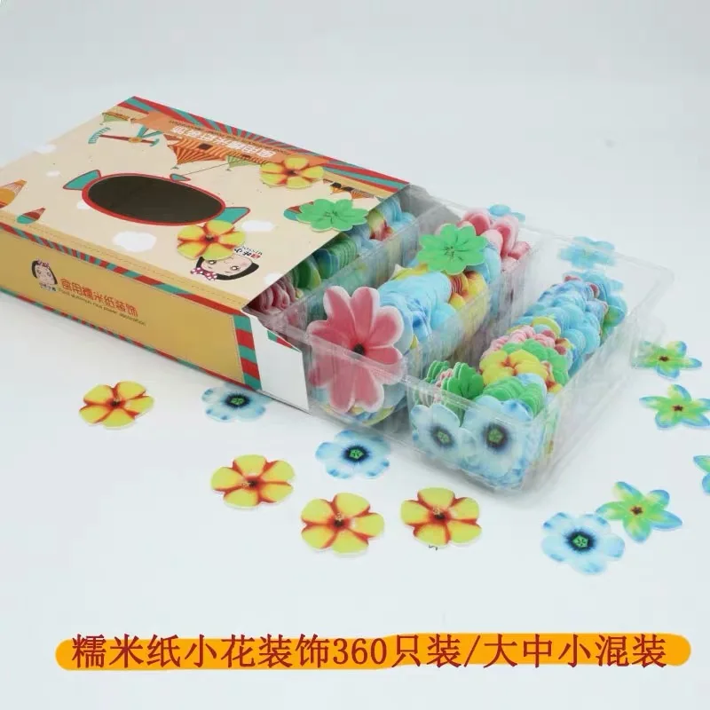 flower 360pcs Съедобные топперы для кексов, рисовые бумажные Баттери/покер/цветок/маджонг/алфавит, креативные забавные вечерние украшения еды - Цвет: flower 360pcs