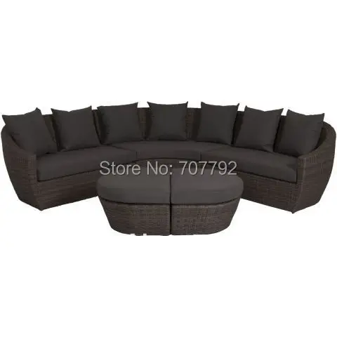 Новинка! Стандартный Изогнутый угловой диван из ротанга коричневого цвета |