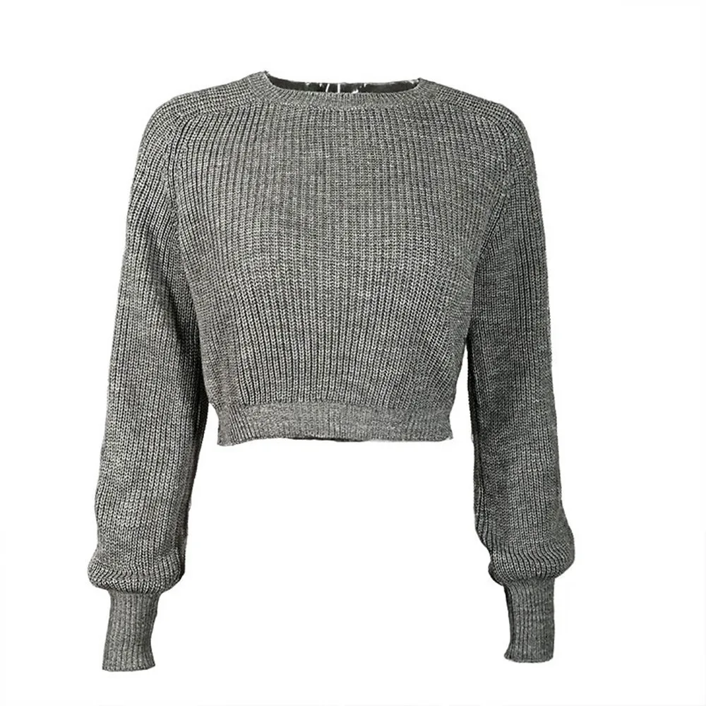 JAYCOSIN New Fashion Design Women Solid Color O-Neck Knitted Warm long Latern Sleeve Sweater Blouse High Quality | Женская одежда