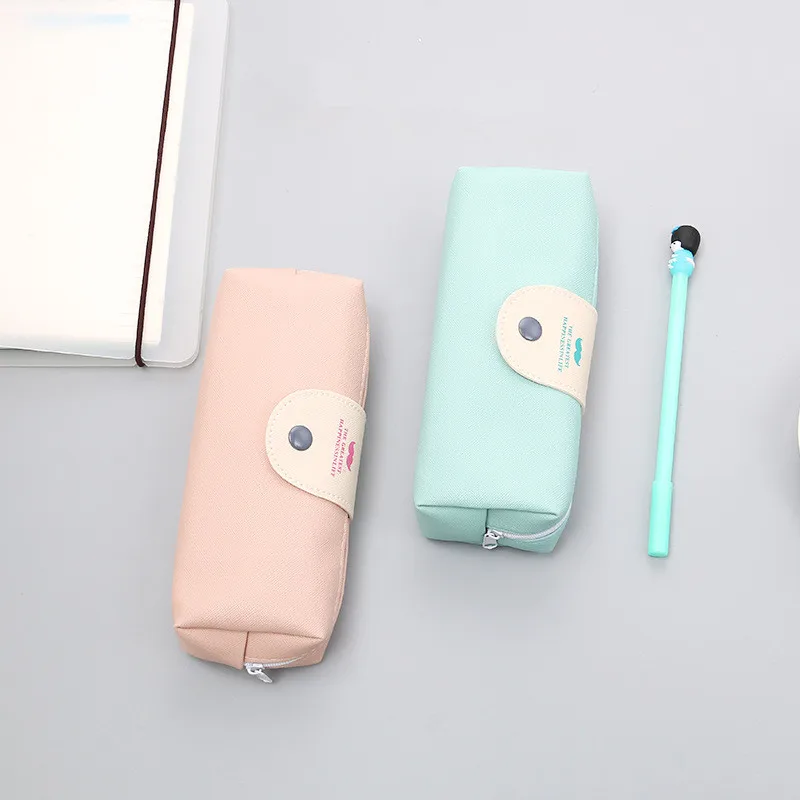 

Simple And Fresh Leather Pencil Case Kawaii Large Capacity Secondary School Pencil Cases Stationery Gift School Office Supplies