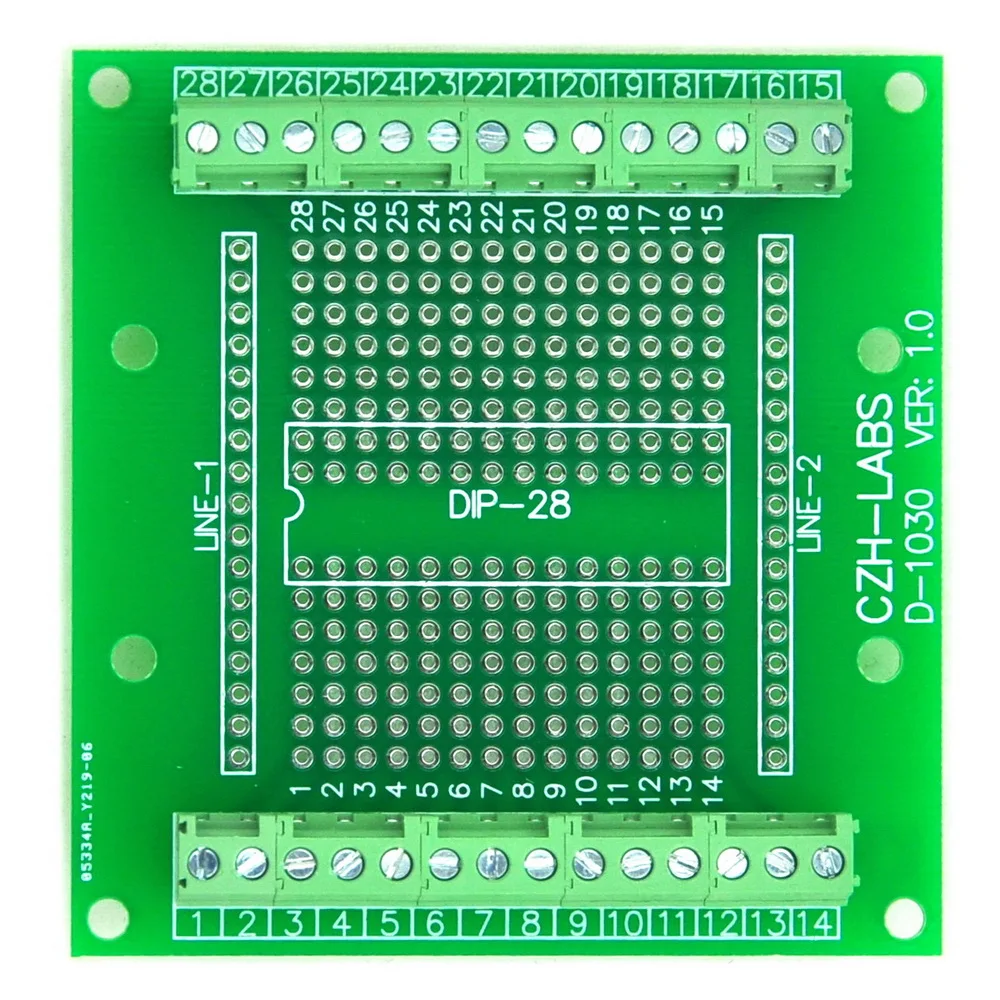 

DIP-28 Component to Screw Terminal Block Adapter Board, DIP28 PCB.