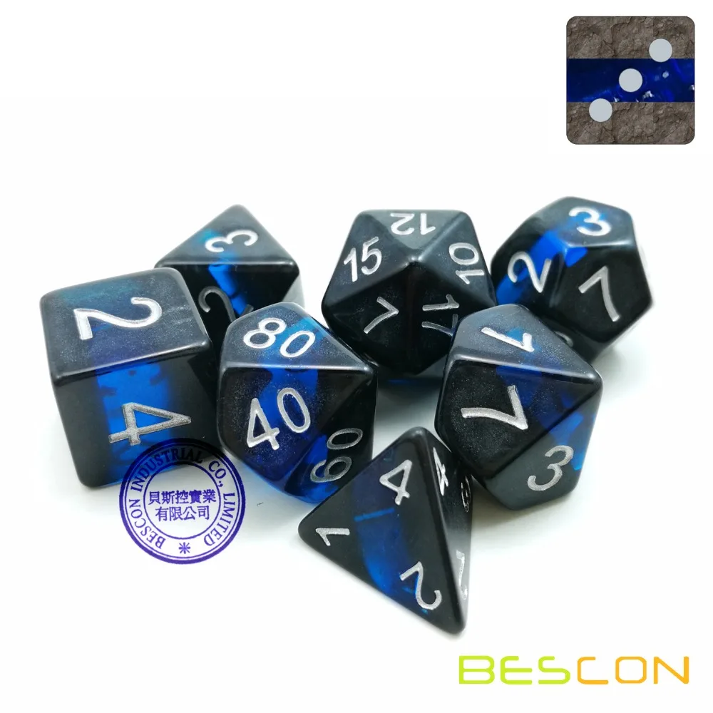 Bescon минеральные камни драгоценные лозы многогранные D& D игральные кости Набор из 7, ролевые игры игральные кости 7 шт. набор сапфиров