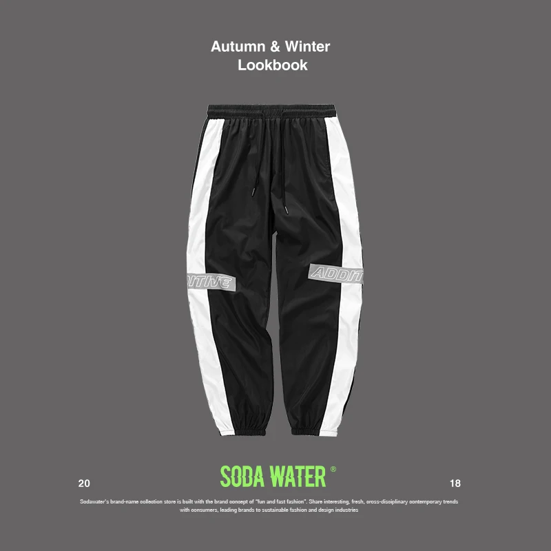 Газированной воды отражают свет ленты jogger Штаны Highstreet Винтаж Для мужчин пот s Wo