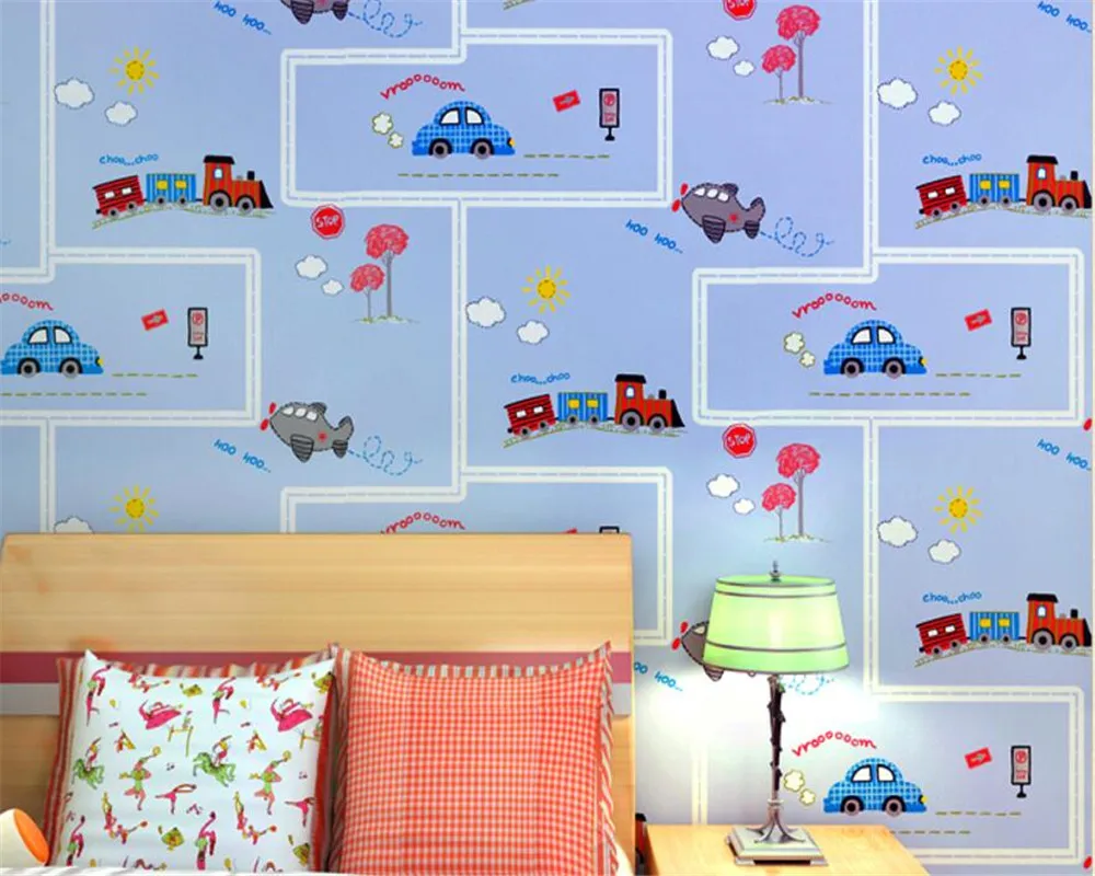 

Beibehang High quality children room wallpaper cartoon children room car wallpaper boy girl bedroom full floor wallpaper behang