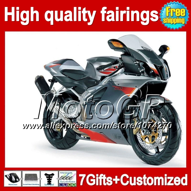 7 giftsSilver серый для Aprilia RSV1000R 03 04 05 06 1000 R 5GP43 RSV1000 красный RSV 1000R 2004 2005 2006 зализа|fairings