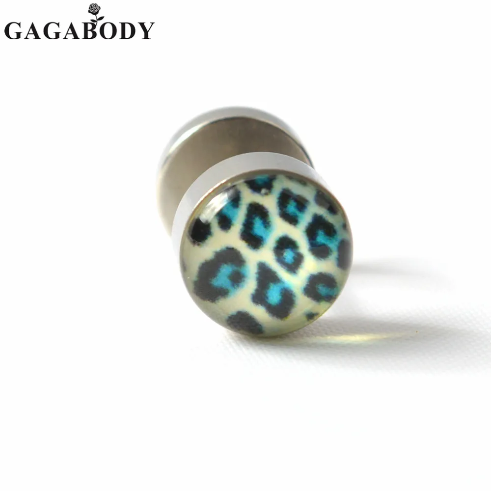 Рождество 2 шт. Нержавеющая сталь акриловые Леопардовый штангой уха Вилки